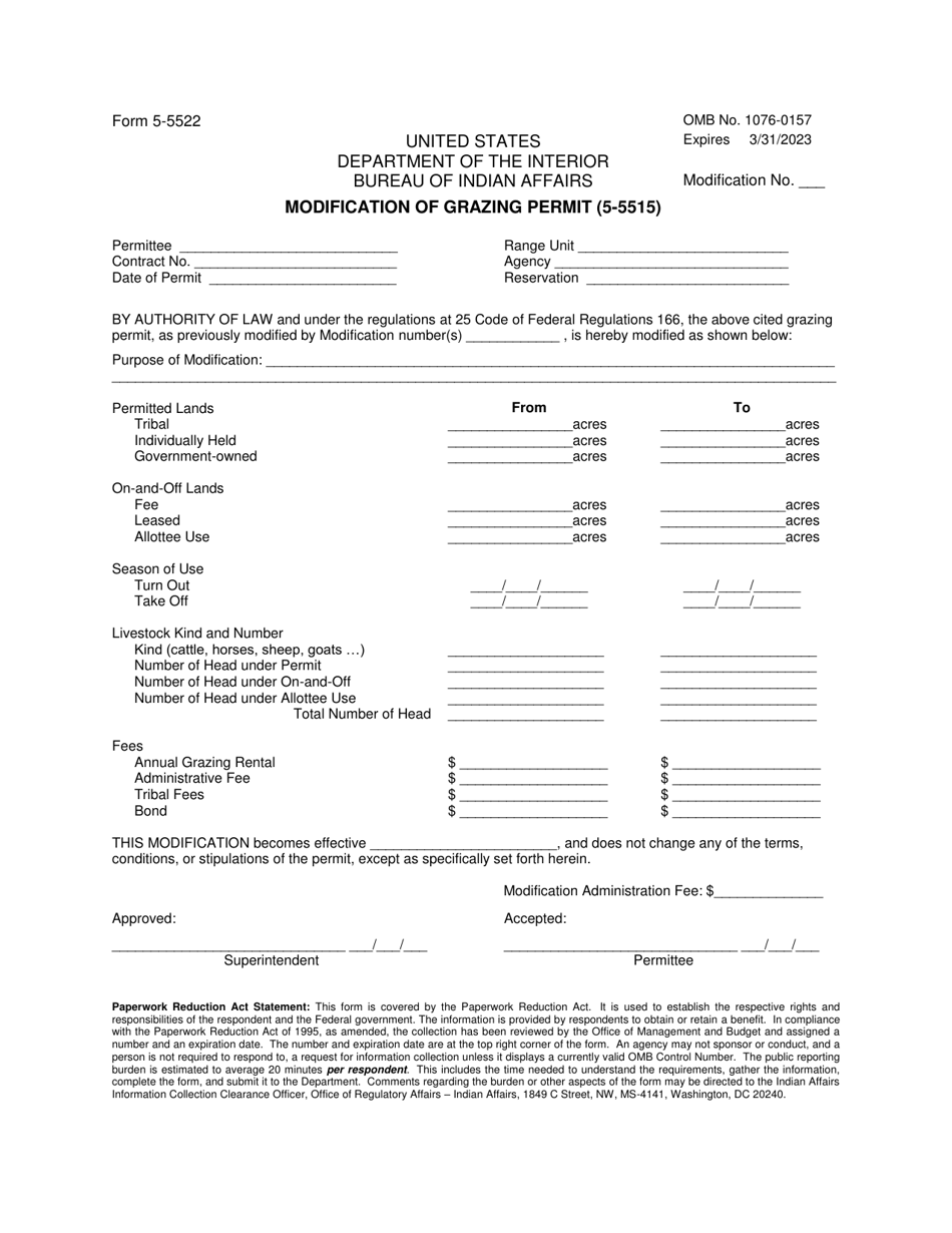 Form 55522 Download Fillable PDF or Fill Online Modification of