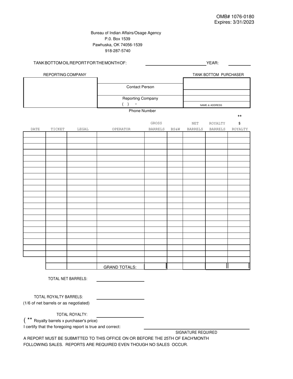 Tank Bottom Oil Report - Fill Out, Sign Online and Download PDF ...