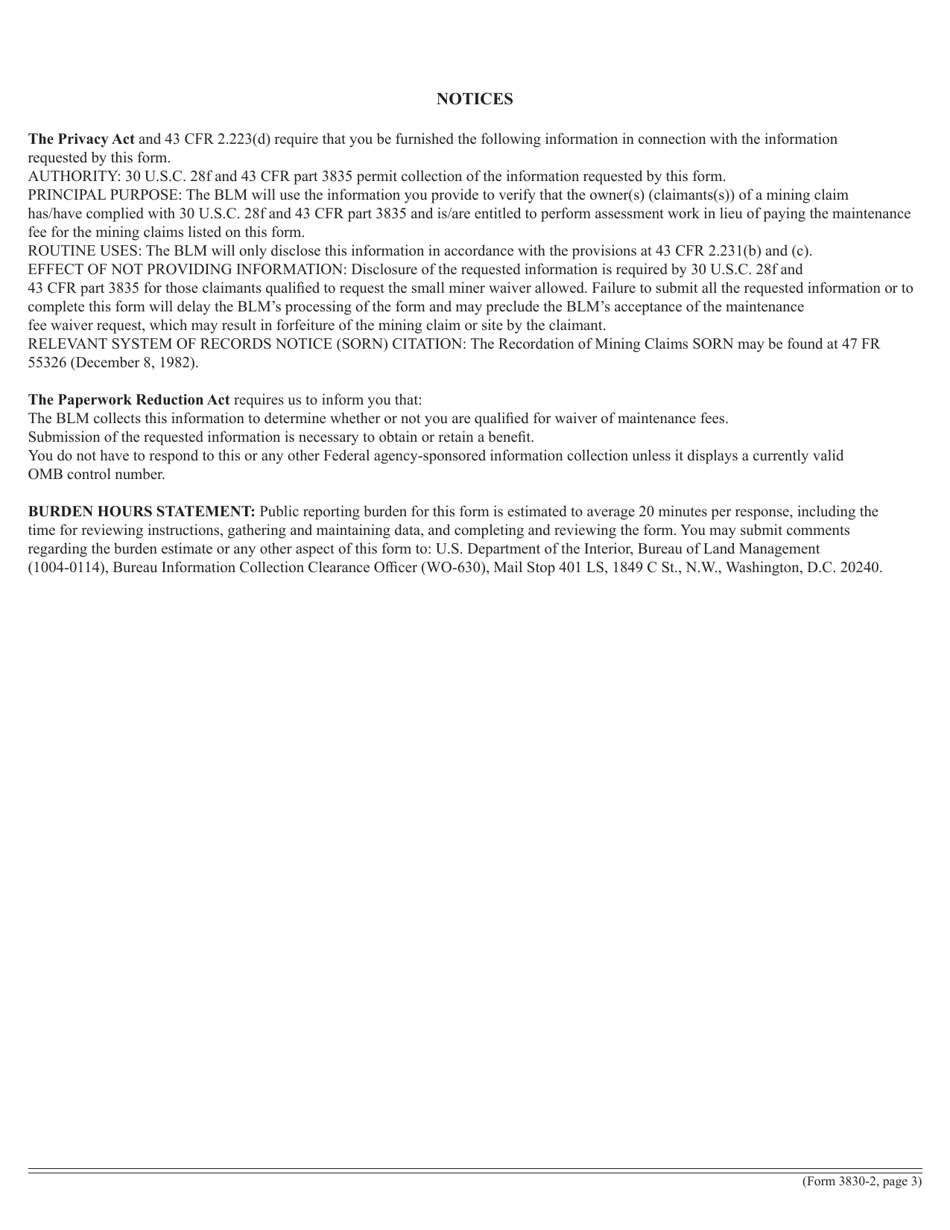 Form 3830-002 Maintenance Fee Waiver Certification, Page 3