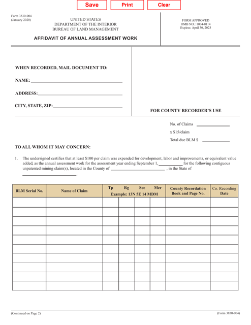 Form 3830-004  Printable Pdf