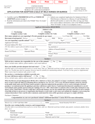 Document preview: Form 4710-010 Application for Adoption & Sale of Wild Horses or Burros