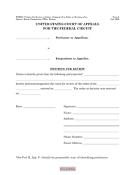 Form 5 &quot;Petition for Review of an Order or Decision of an Agency, Board, Commission, or Officer&quot;