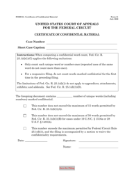 Document preview: Form 31 Certificate of Confidential Material