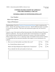 Form 11 &quot;Informal Brief of Petitioner/Appelant (Mspb or Arbitrator Cases)&quot;