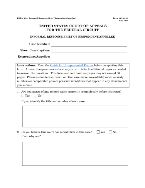 Form 11A Informal Response Brief of Respondent/Appellee
