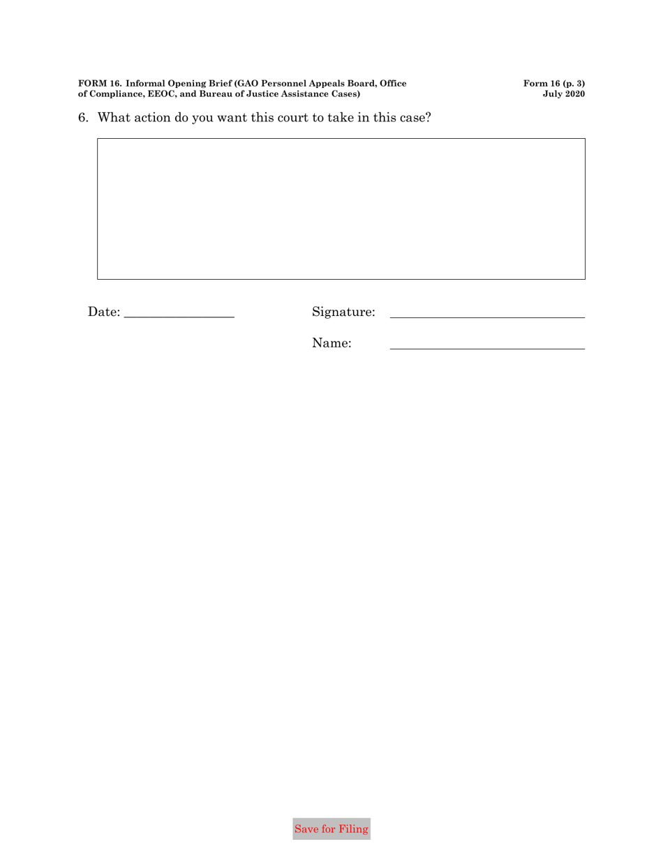 Form 16 Informal Brief (General Accounting Office Personnel Appeals Board, Office of Compliance, and Equal Employment Opportunity Commission Cases), Page 3