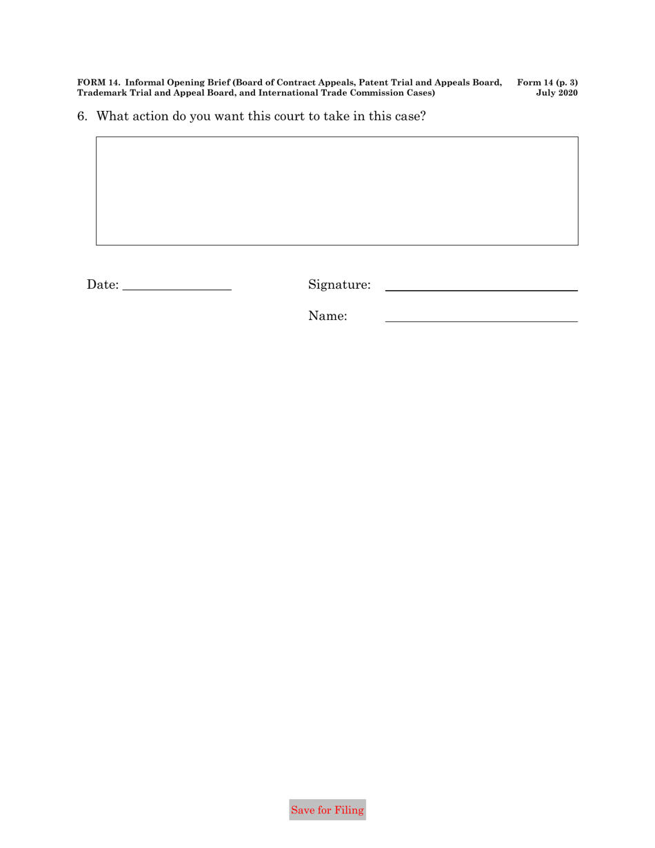 Form 14 Informal Brief (Board of Contract Appeals, Board of Patent Appeals and Interferences, Trademark Trial and Appeal Board, and International Trade Commission Cases), Page 3