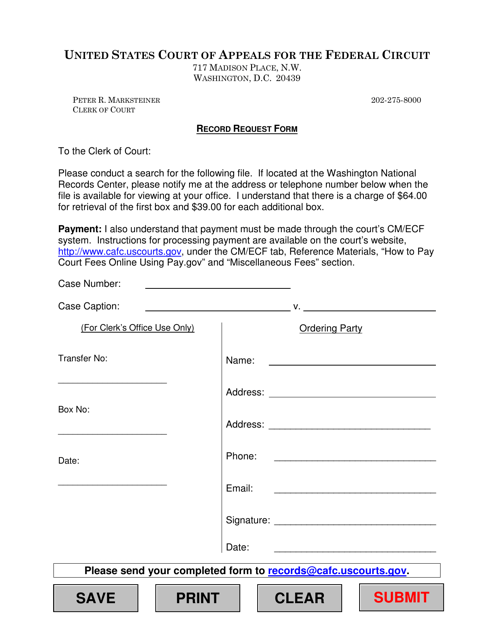 Clerk's Office Records Requests Form Download Pdf