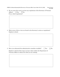 Form 15 Informal Brief of Petitioner (Secretary of Veterans Affairs Cases Under 38 U.s.c. 502), Page 2