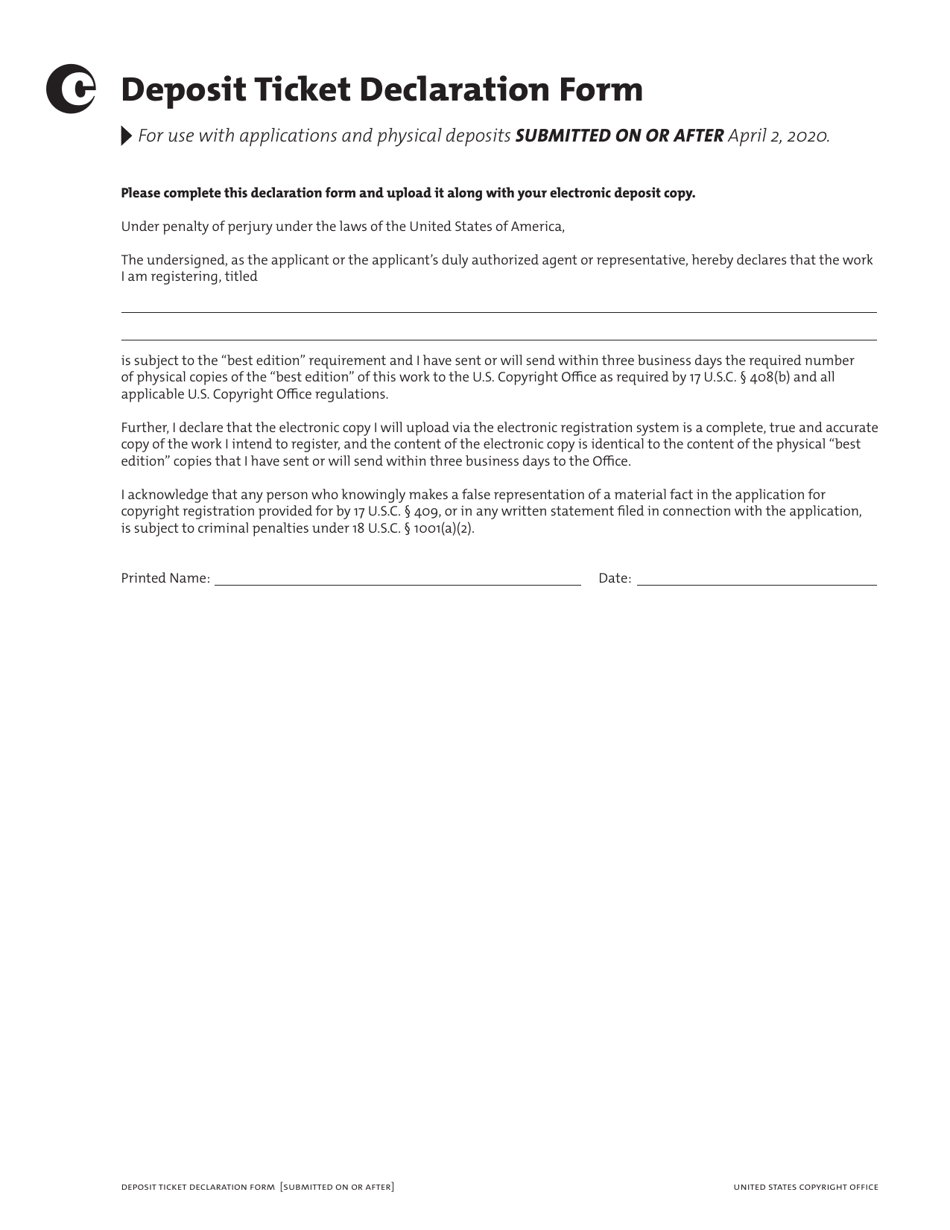 Deposit Ticket Declaration Form Fill Out, Sign Online and Download