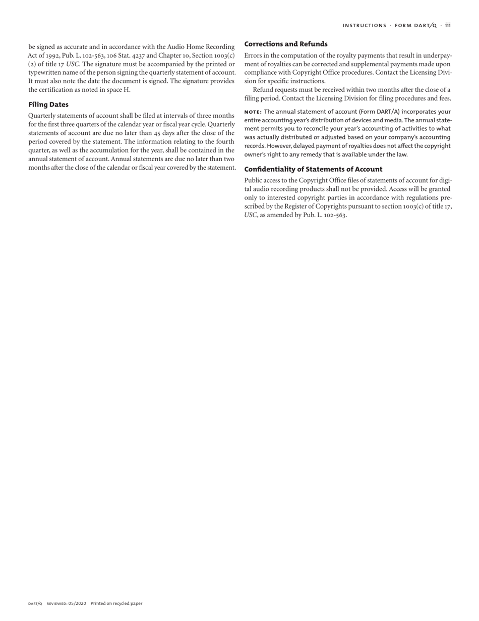 Form DART Q Quarterly Statement of Account for Digital Audio Recording Products, Page 9