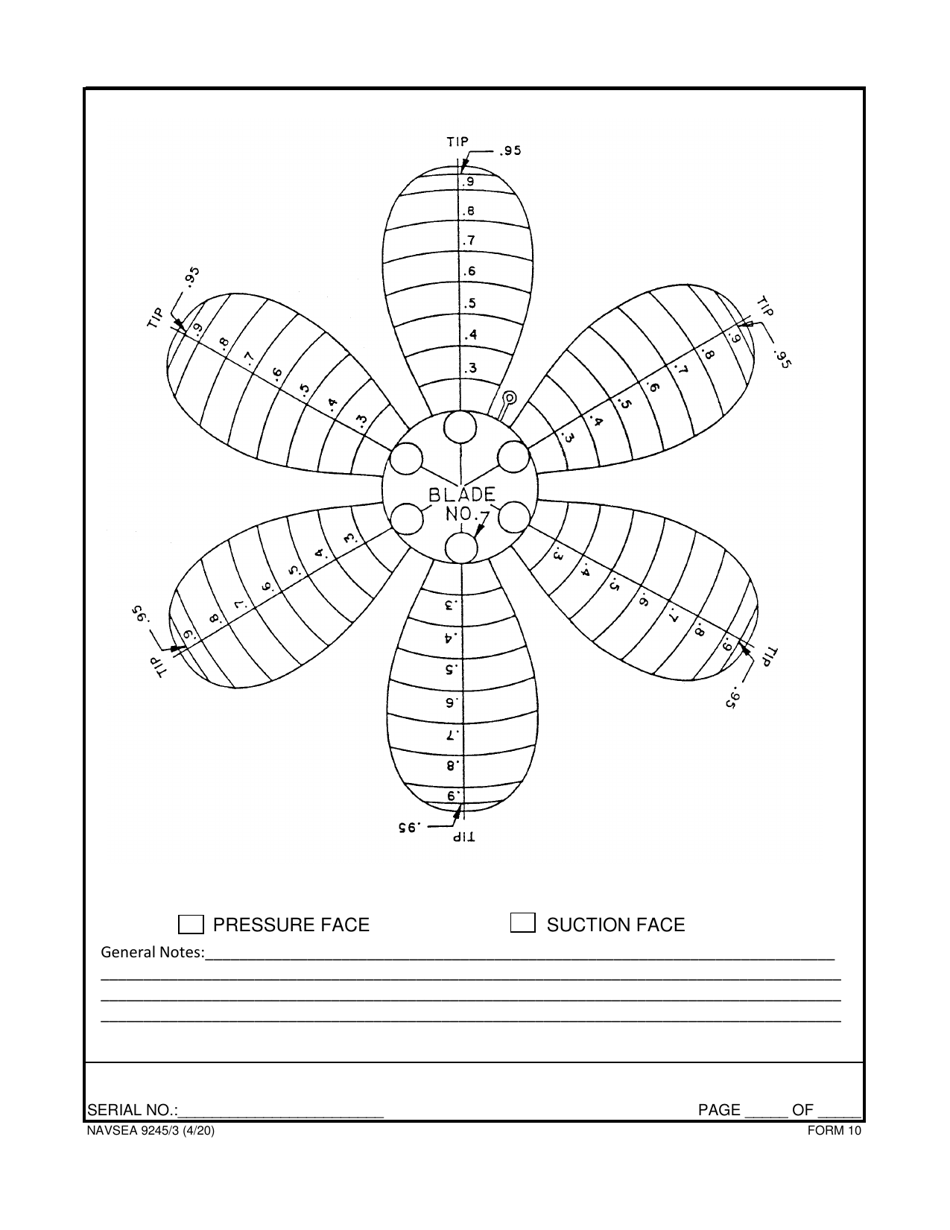 Form NAVSEA9245 / 3 Propeller Visual Technical Inspection Report, Page 11
