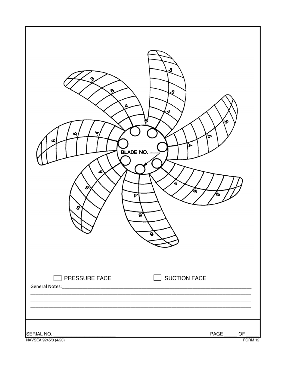 Form NAVSEA9245 / 3 Propeller Visual Technical Inspection Report, Page 13