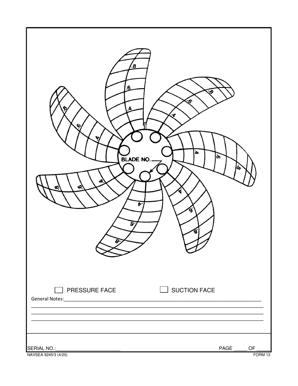 Form NAVSEA9245 / 3 Propeller Visual Technical Inspection Report, Page 14