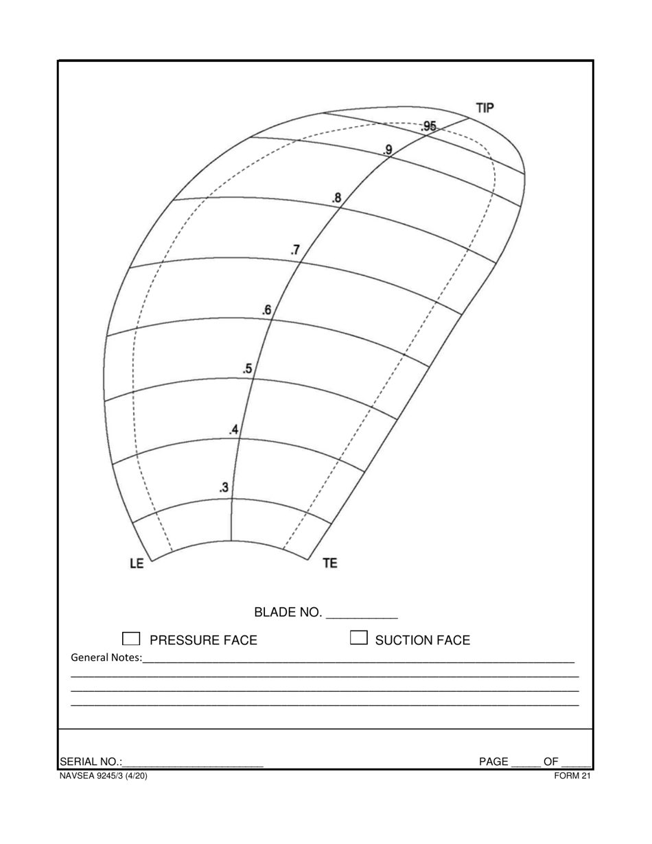 Form NAVSEA9245 / 3 Propeller Visual Technical Inspection Report, Page 22