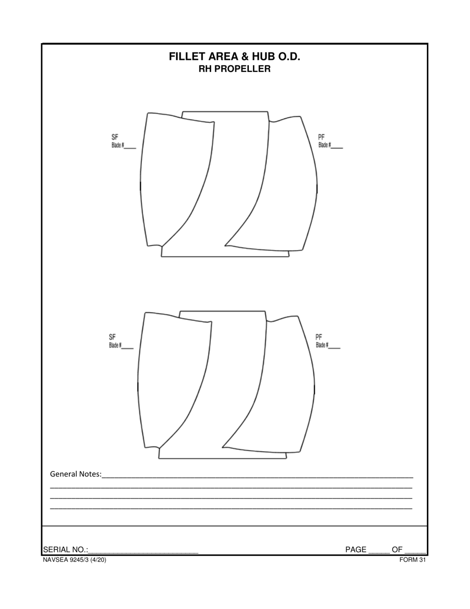 Form NAVSEA9245 / 3 Propeller Visual Technical Inspection Report, Page 32