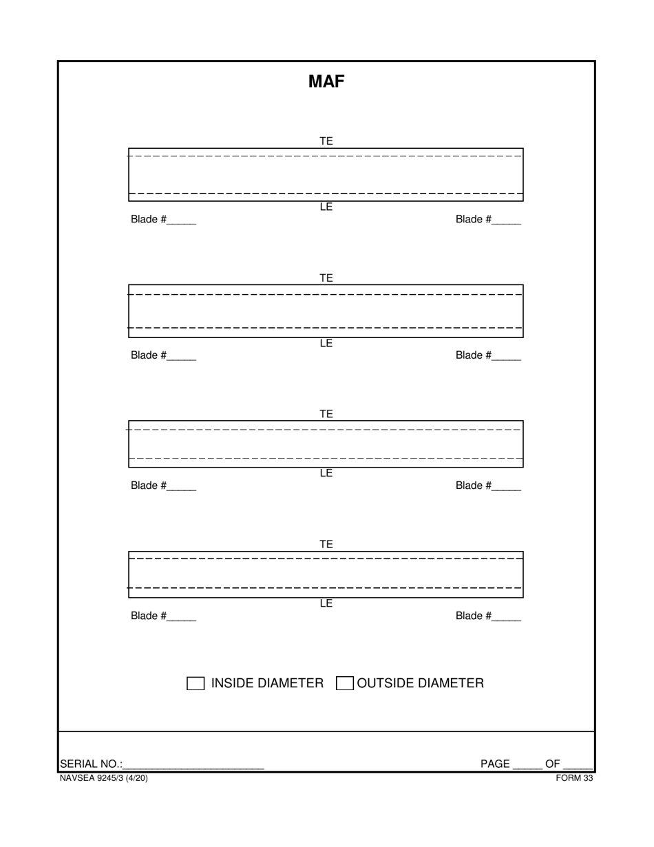 Form NAVSEA9245 / 3 Propeller Visual Technical Inspection Report, Page 34