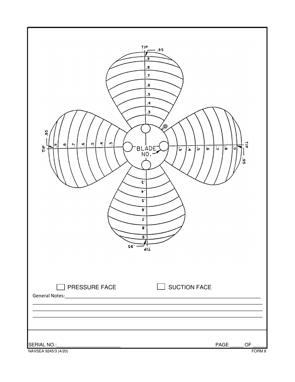 Form NAVSEA9245 / 3 Propeller Visual Technical Inspection Report, Page 9