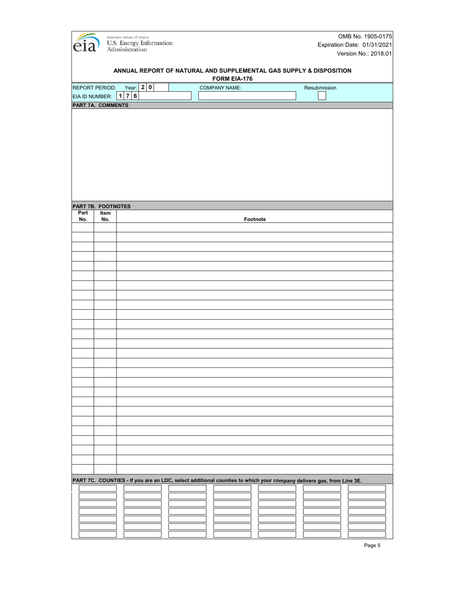 Form EIA-176 Annual Report of Natural and Supplemental Gas Supply  Disposition, Page 5