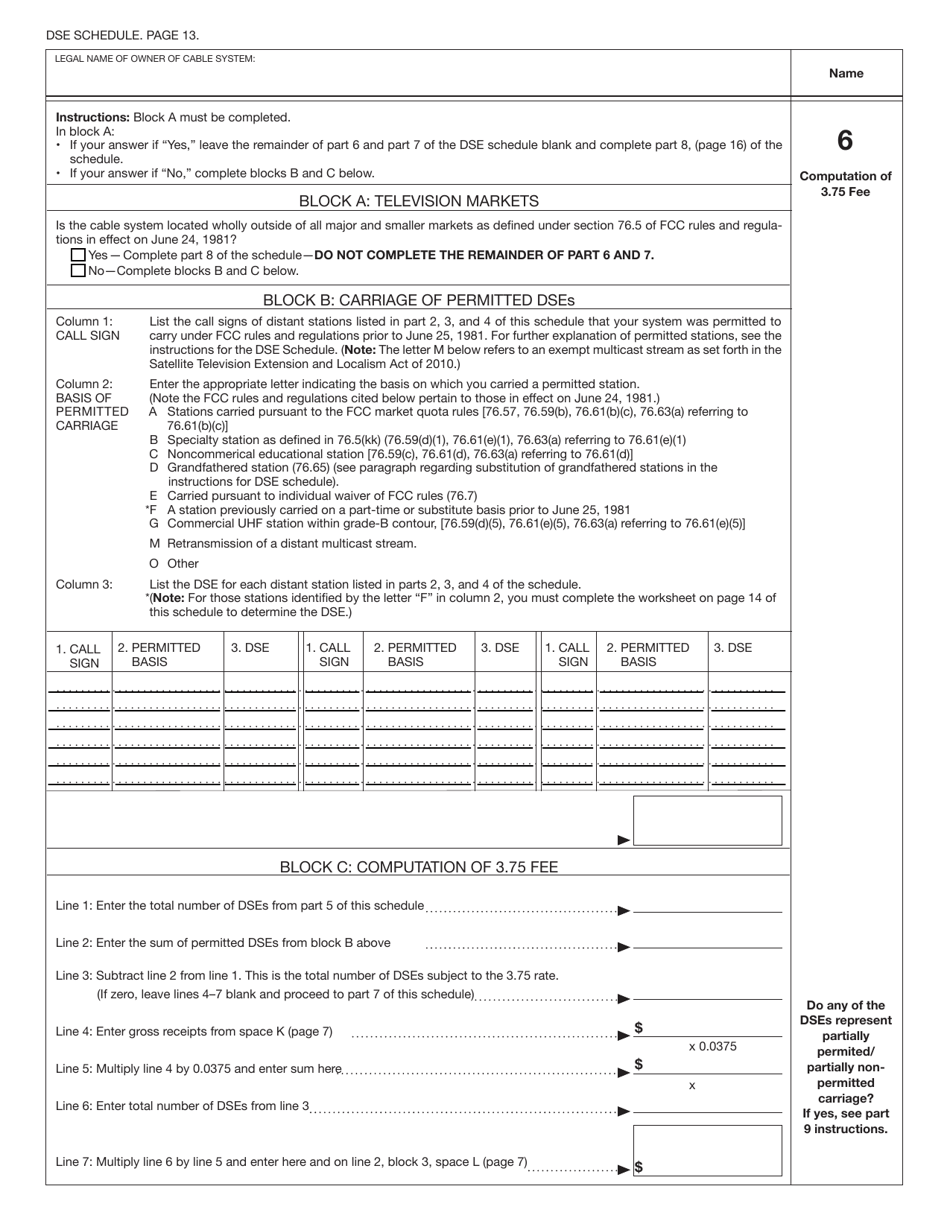Form SA3 Statement of Account for Secondary Transmissions by Cable Systems (Long Form), Page 16