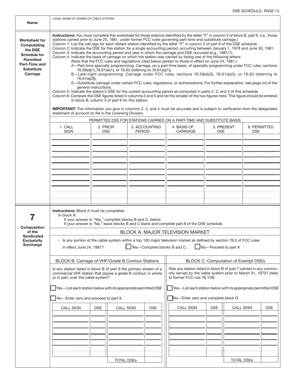 Form SA3 Statement of Account for Secondary Transmissions by Cable Systems (Long Form), Page 17