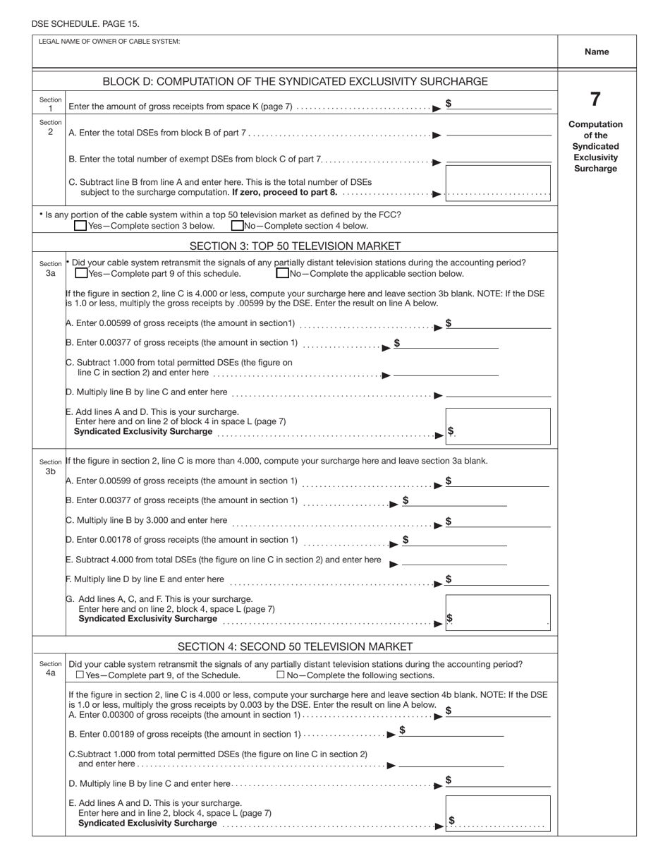 Form SA3 Statement of Account for Secondary Transmissions by Cable Systems (Long Form), Page 18
