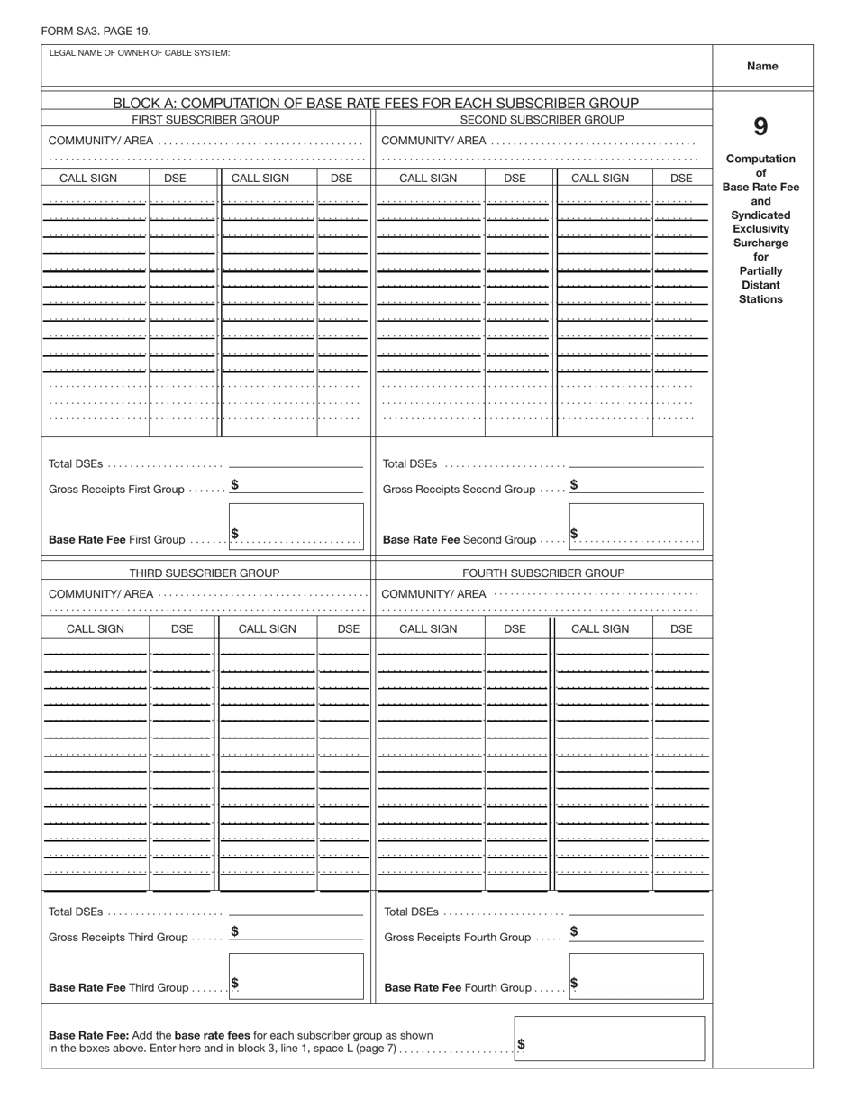 Form SA3 Statement of Account for Secondary Transmissions by Cable Systems (Long Form), Page 22