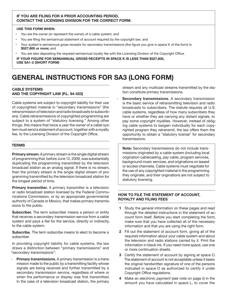 Form SA3 Statement of Account for Secondary Transmissions by Cable Systems (Long Form), Page 24