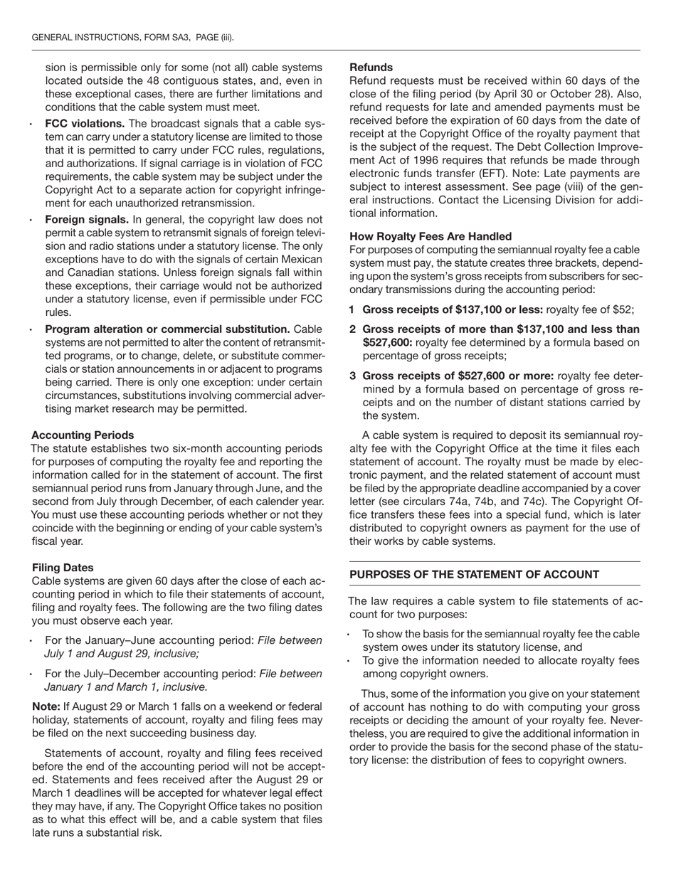 Form SA3 Statement of Account for Secondary Transmissions by Cable Systems (Long Form), Page 26