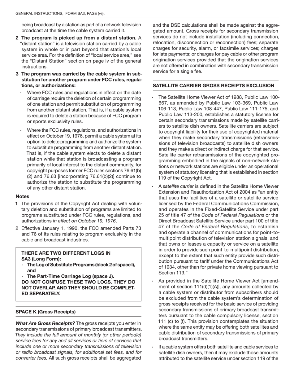 Form SA3 Statement of Account for Secondary Transmissions by Cable Systems (Long Form), Page 30