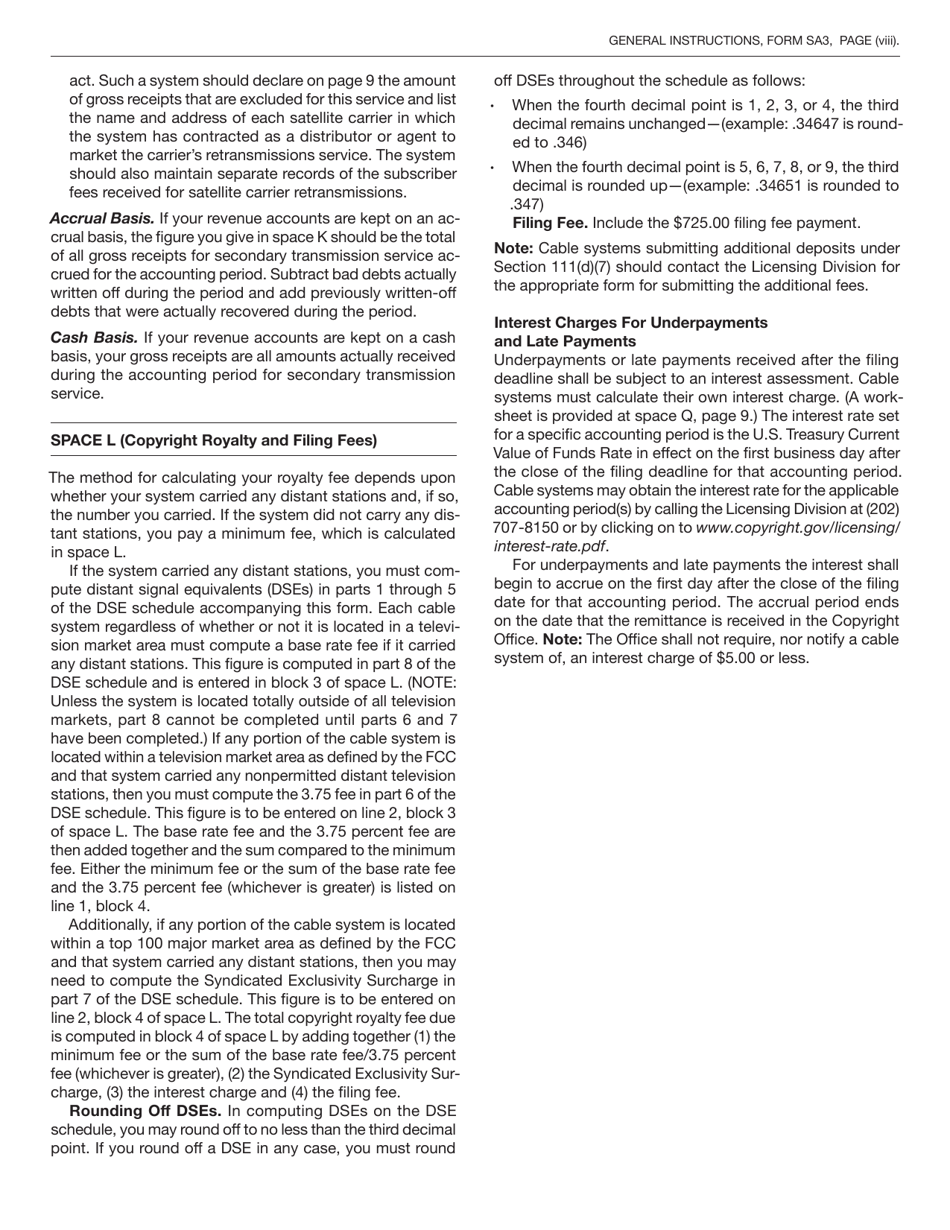 Form SA3 Statement of Account for Secondary Transmissions by Cable Systems (Long Form), Page 31