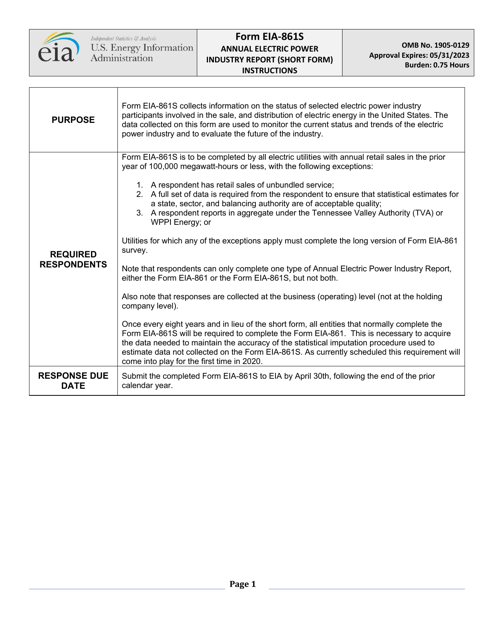 Download Instructions For Form EIA 861S Annual Electric Power Industry 