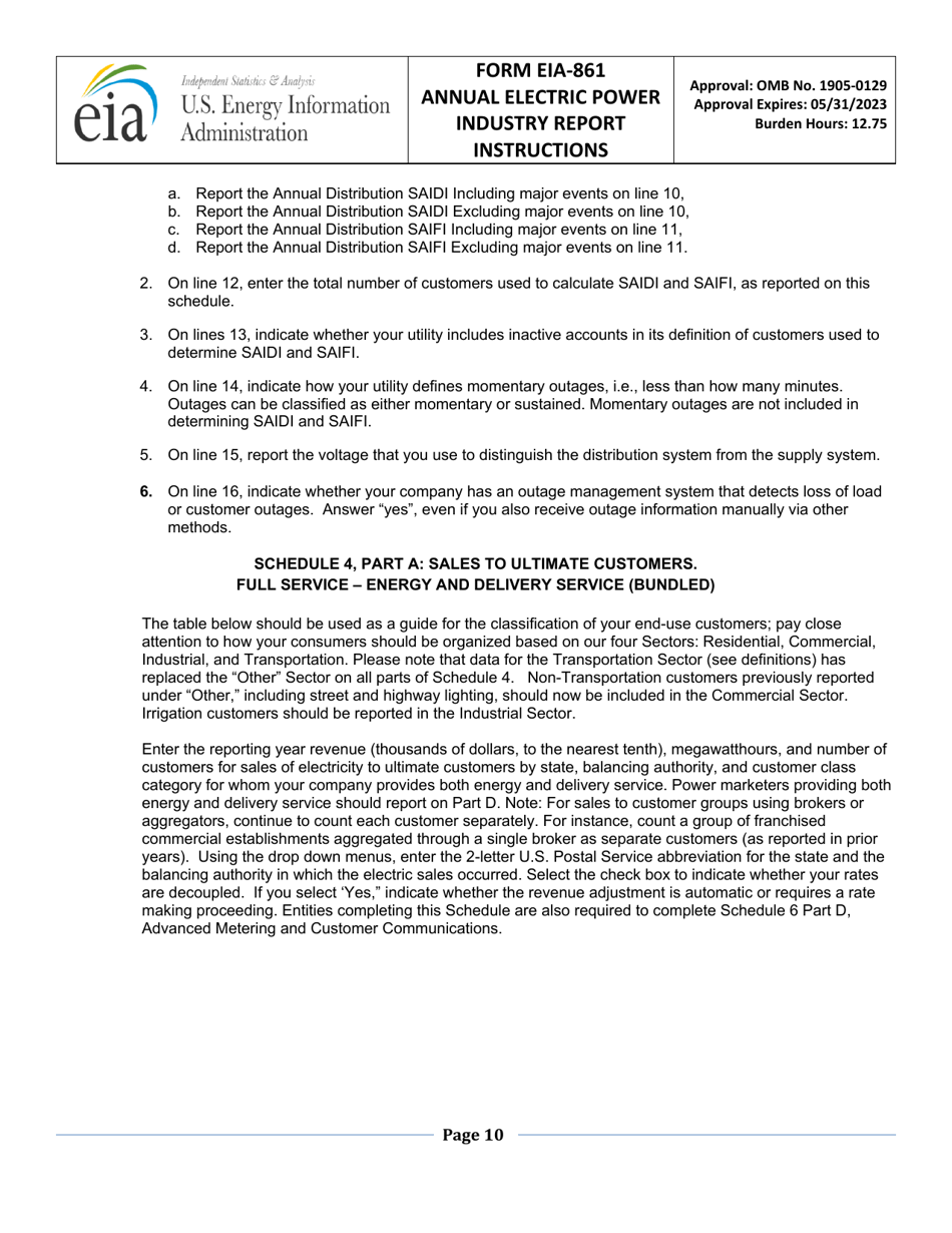 Instructions for Form EIA-861 Annual Electric Power Industry Report, Page 10