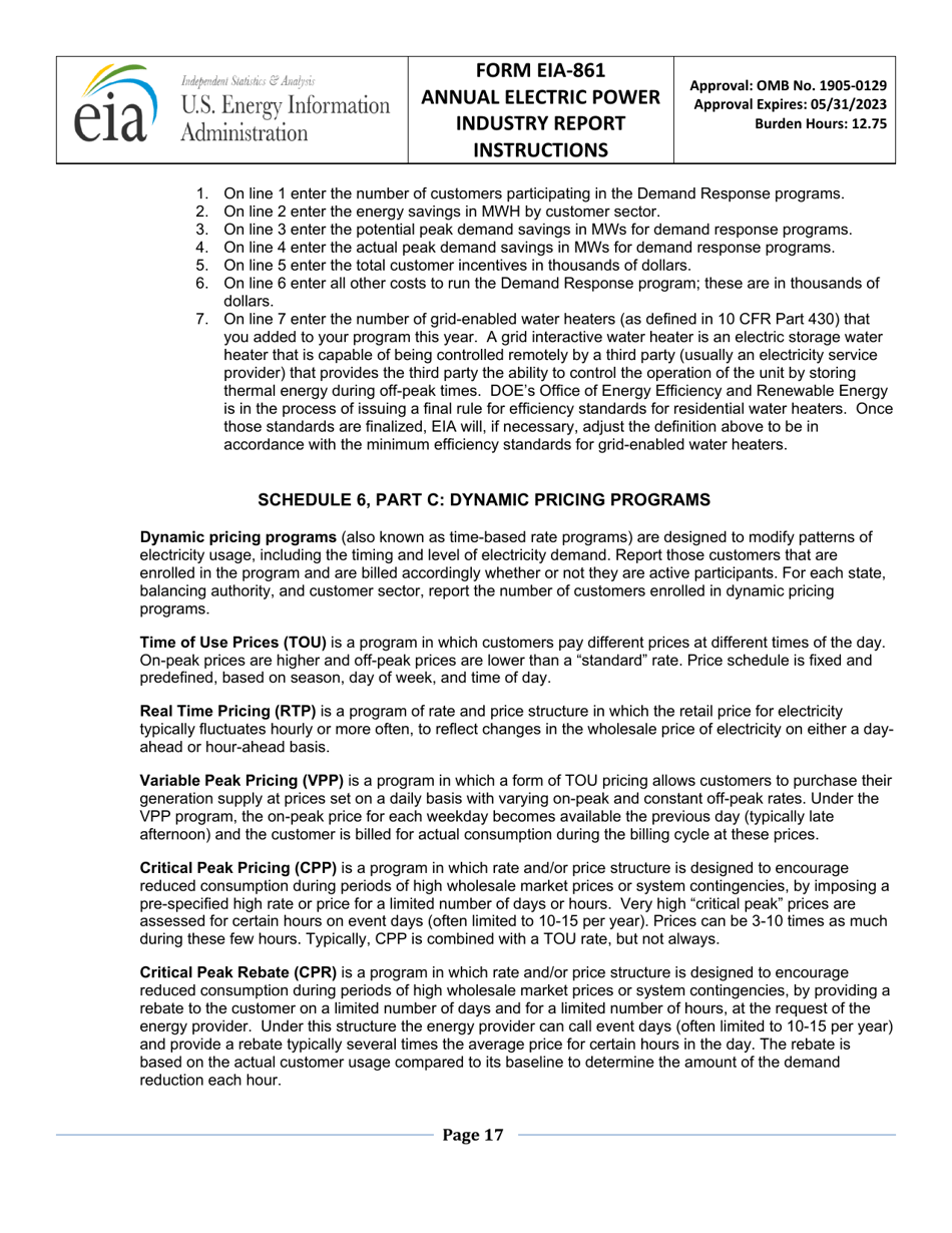 Instructions for Form EIA-861 Annual Electric Power Industry Report, Page 17