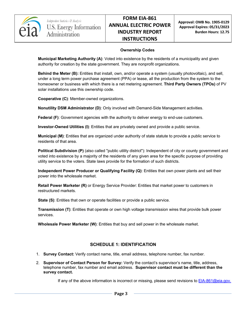 Instructions for Form EIA-861 Annual Electric Power Industry Report, Page 3