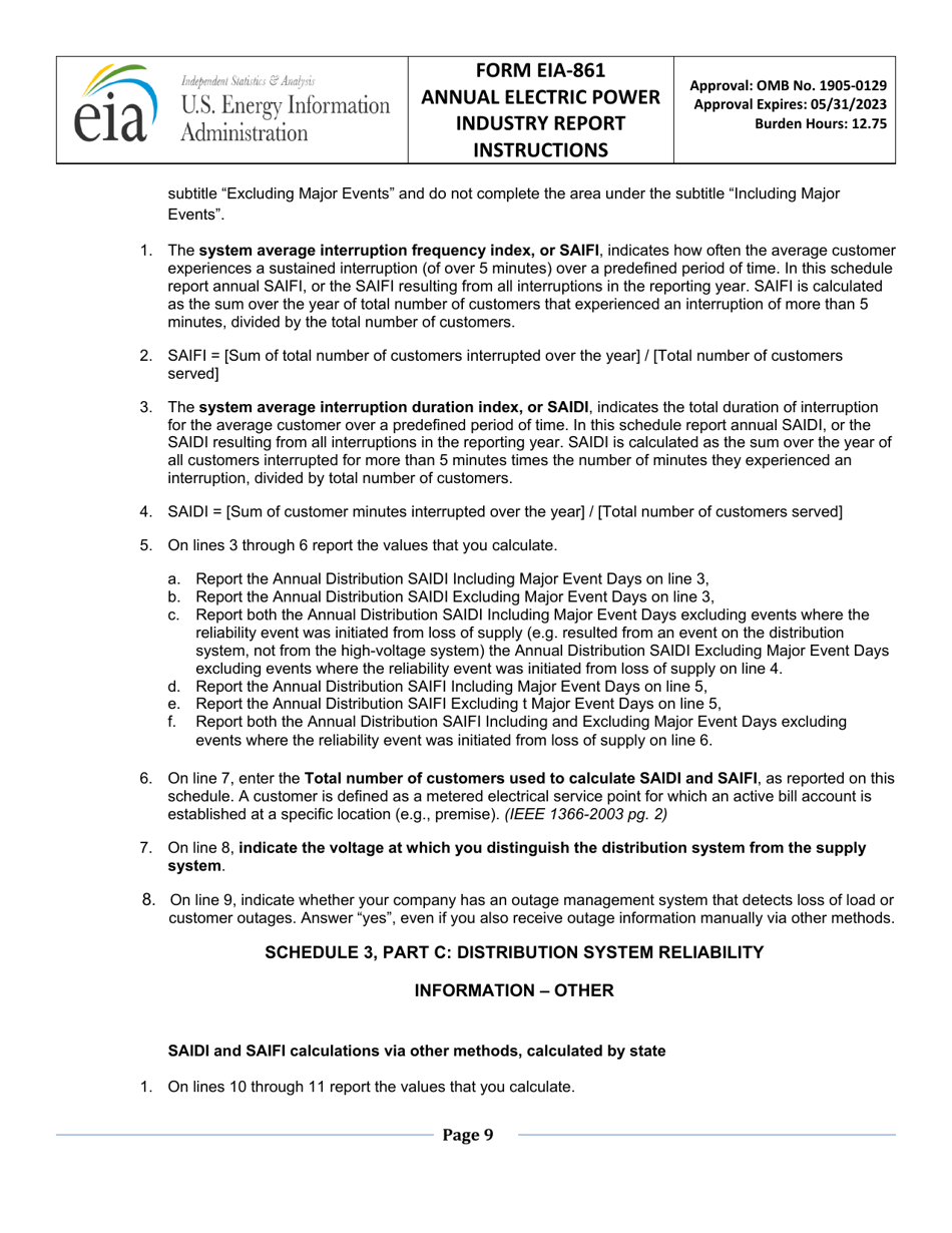 Instructions for Form EIA-861 Annual Electric Power Industry Report, Page 9