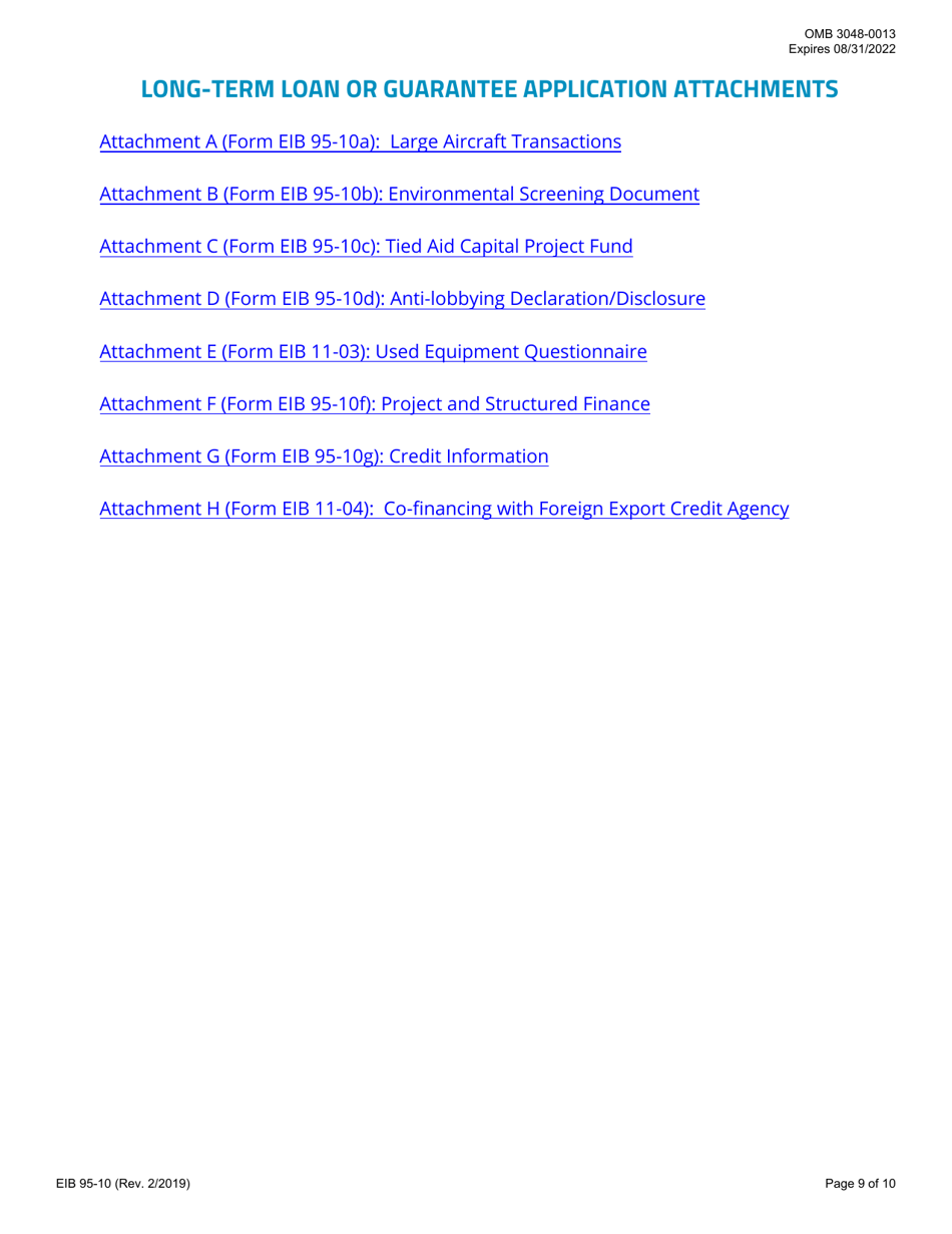 Form EIB95-10 Application for Long-Term Loan or Guarantee, Page 9