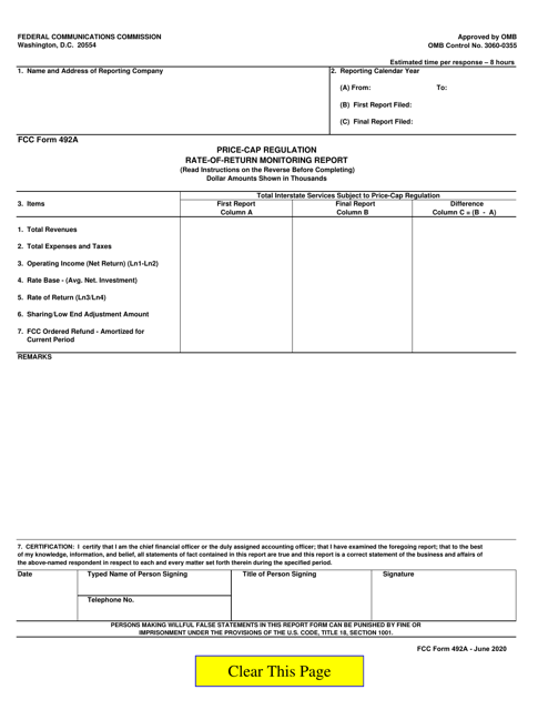 FCC Form 492A  Printable Pdf
