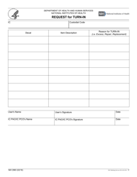 Form NIH2983 Request for Turn-In