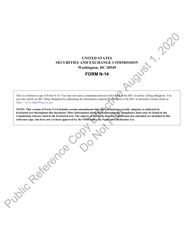 Form N-14 (SEC Form 2106) &quot;Registration Statement Under the Securities Act of 1933&quot;