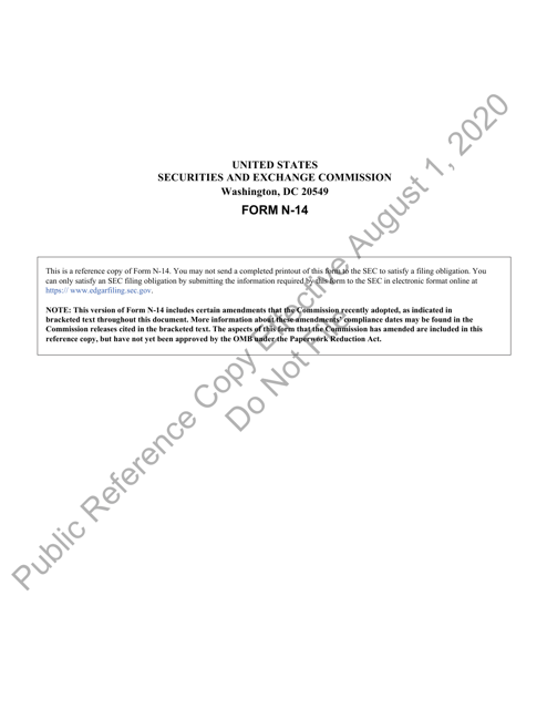 Form N-14 (SEC Form 2106)  Printable Pdf
