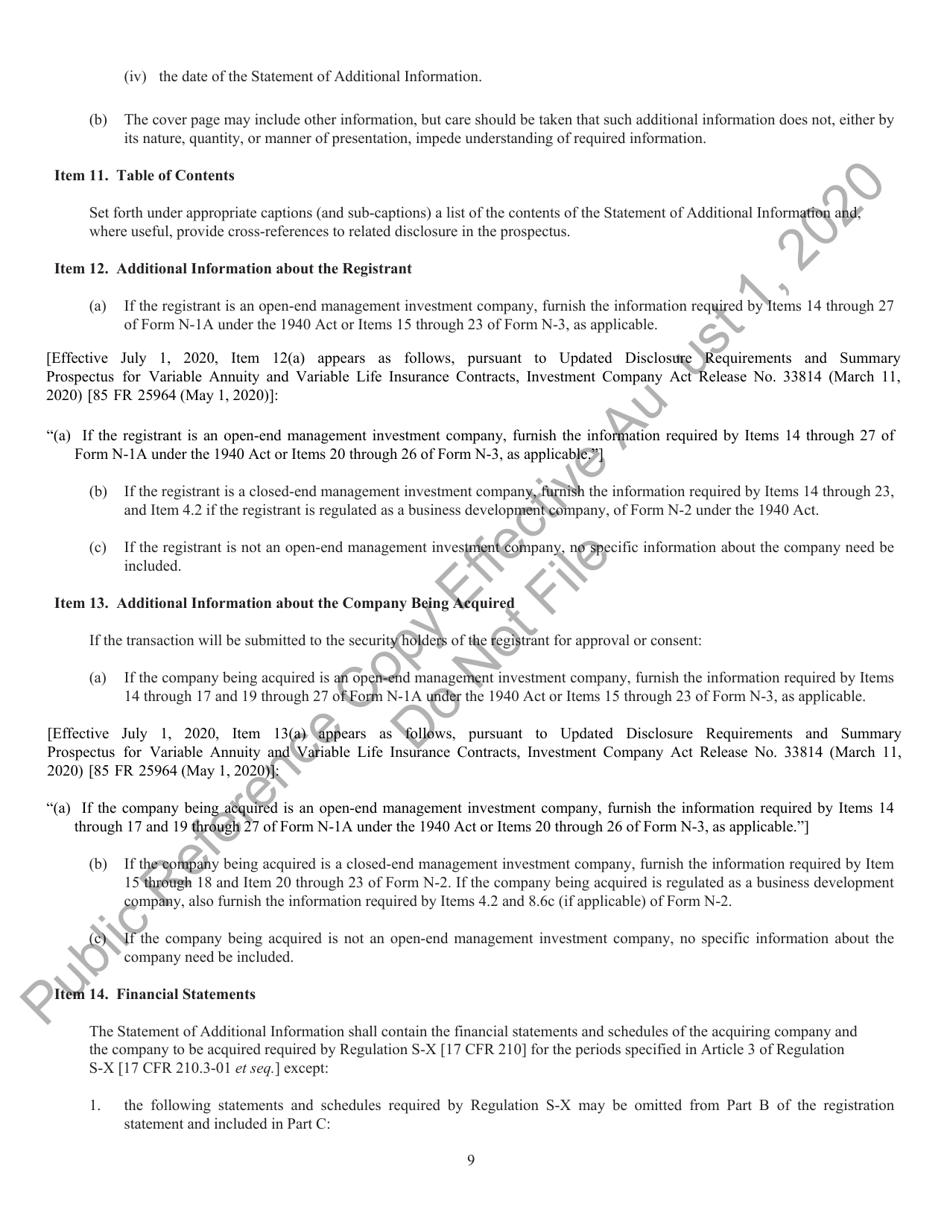 Form N-14 (SEC Form 2106) Registration Statement Under the Securities Act of 1933, Page 11