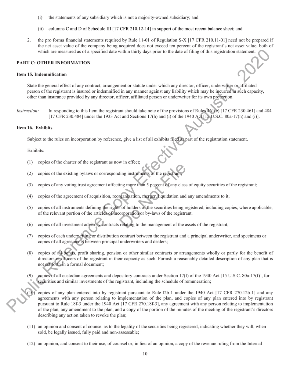 Form N-14 (SEC Form 2106) Registration Statement Under the Securities Act of 1933, Page 12