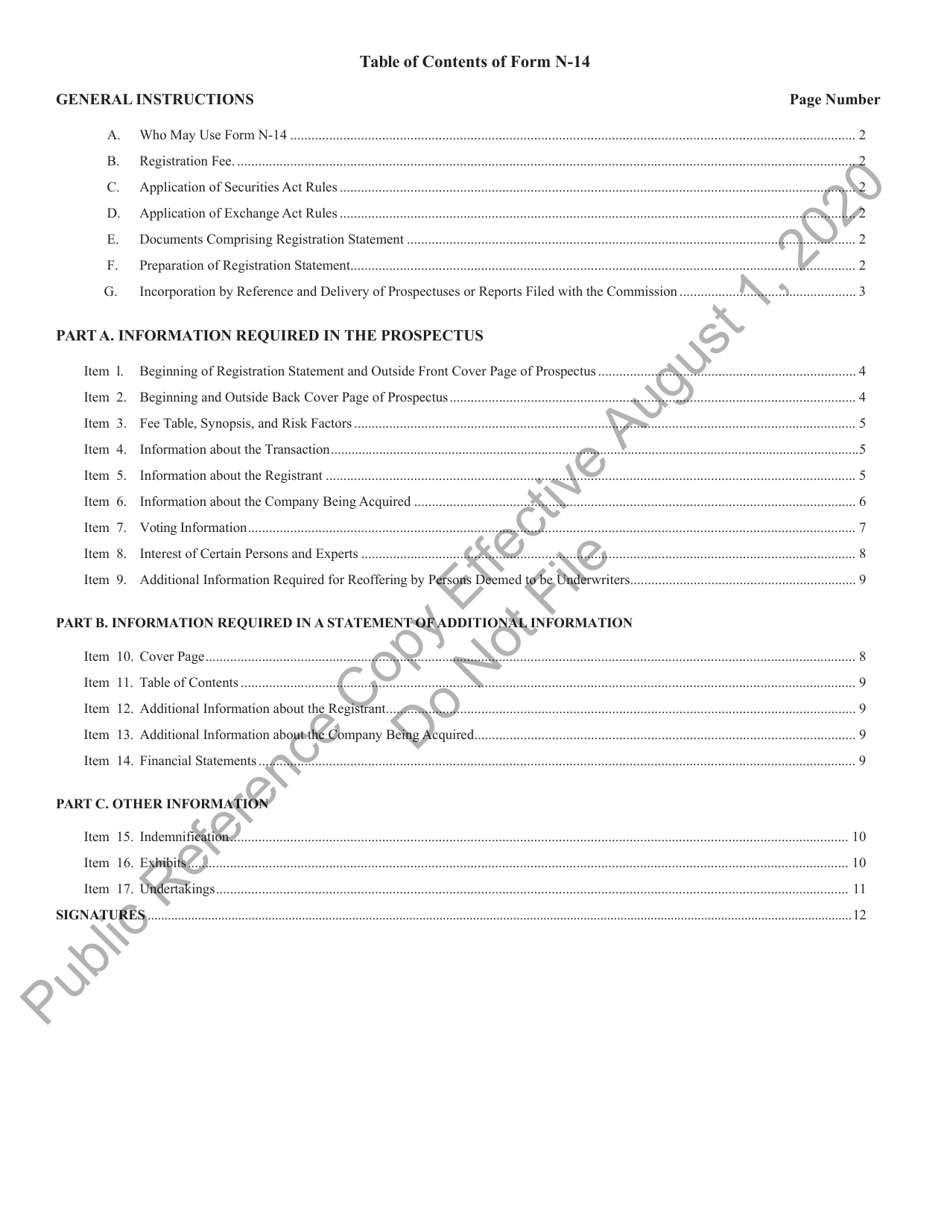 Form N-14 (SEC Form 2106) Registration Statement Under the Securities Act of 1933, Page 3