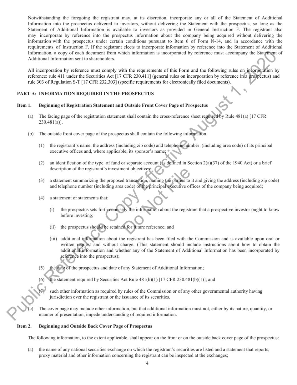 Form N-14 (SEC Form 2106) Registration Statement Under the Securities Act of 1933, Page 6