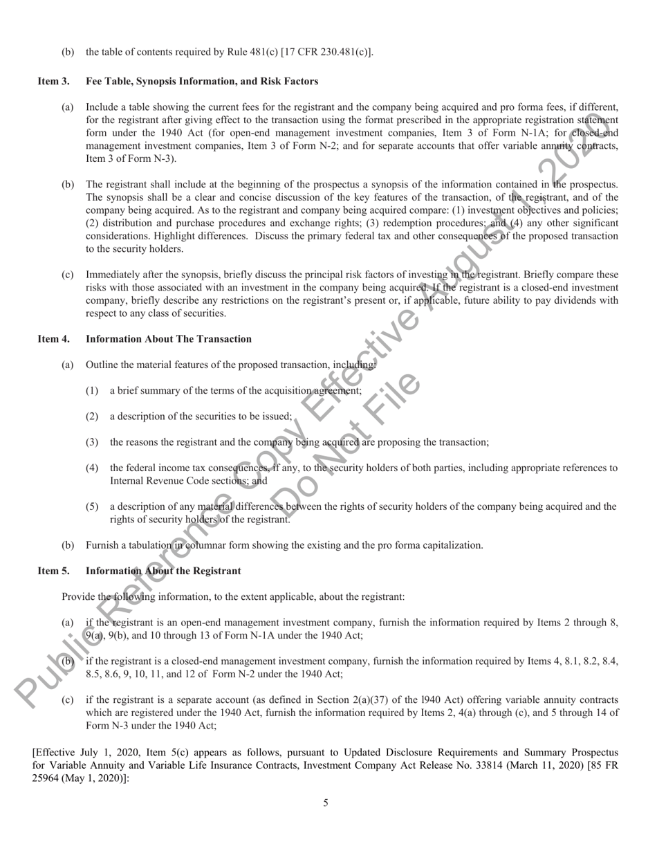 Form N-14 (SEC Form 2106) Registration Statement Under the Securities Act of 1933, Page 7
