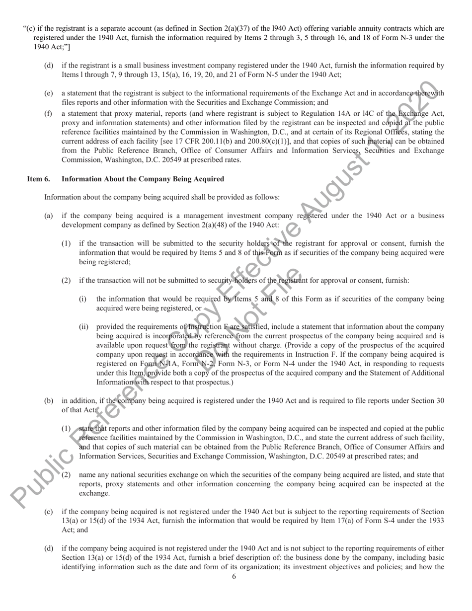 Form N-14 (SEC Form 2106) Registration Statement Under the Securities Act of 1933, Page 8