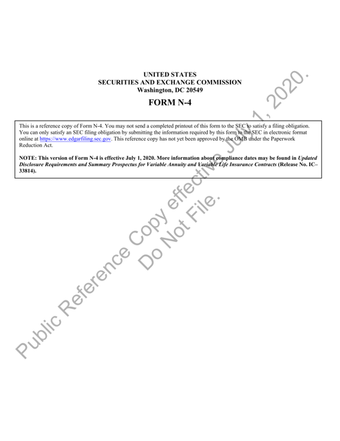 Form N-4 (SEC Form 2125)  Printable Pdf