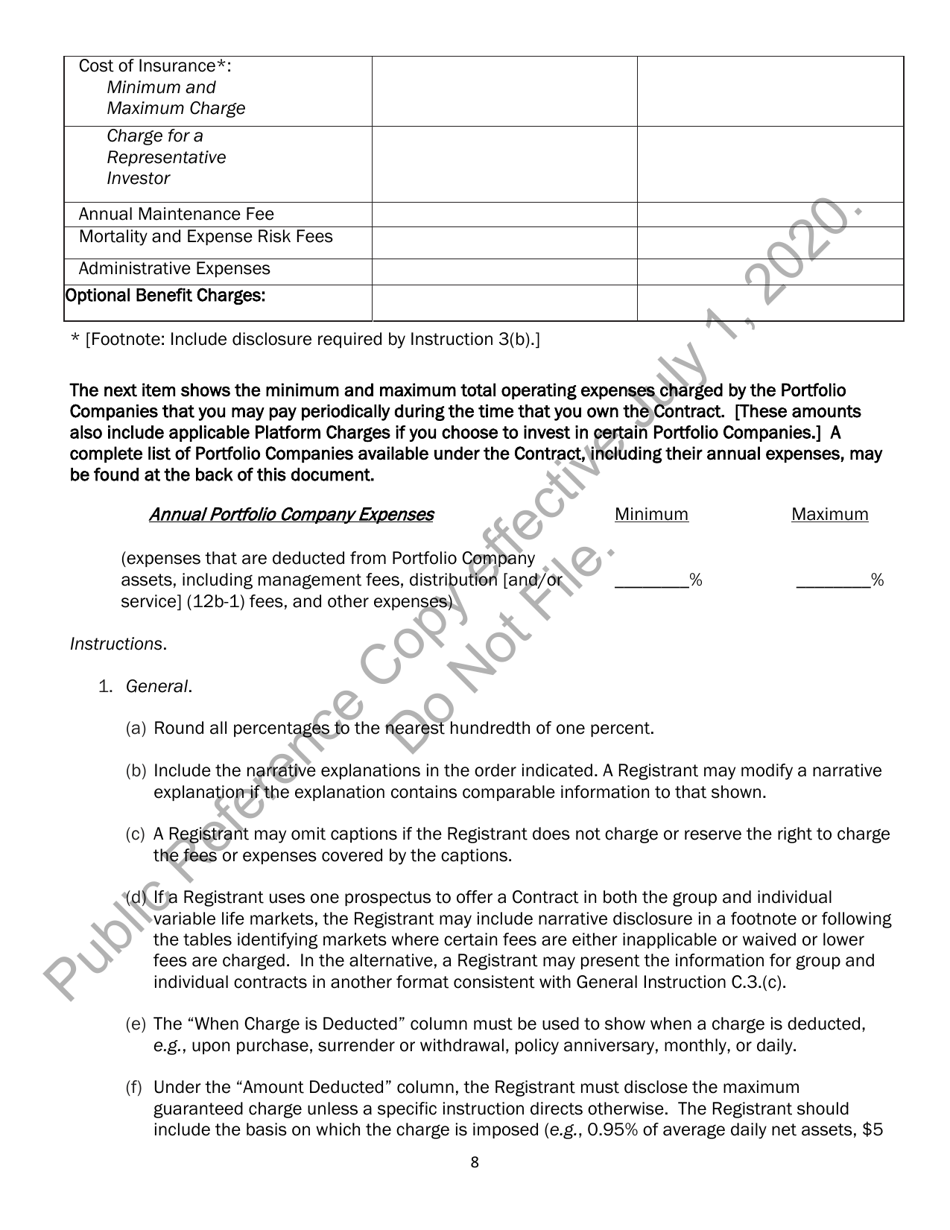 Form N-6 (SEC Form 2567) Registration Statement for Separate Accounts Organized as Unit Investment Trusts That Offer Variable Life Insurance Policies, Page 19