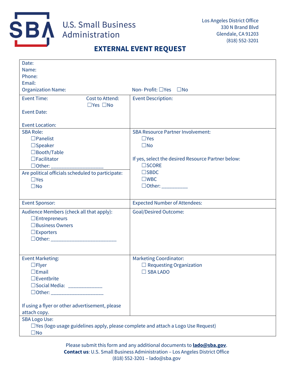 External Event Request, Page 1